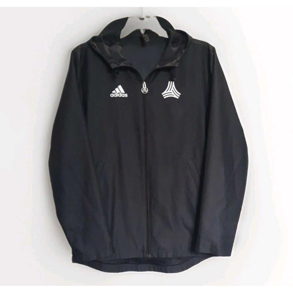 adidas Tango Soccer Windbreaker Jacket Black Hooded Full Zip Mens Size S
